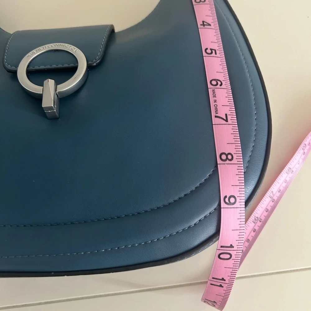 NWT FRENCH CONNECTION Smooth Ring Closure Shoulder Hobo Bag Legion Blue
